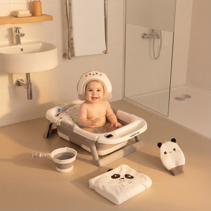 VASTIO™ 6-in-1 Collapsible Baby Bathtub Set – Foldable Baby Bath Tub & Bathing Essentials for Newborn to Toddler (0-36 months)
